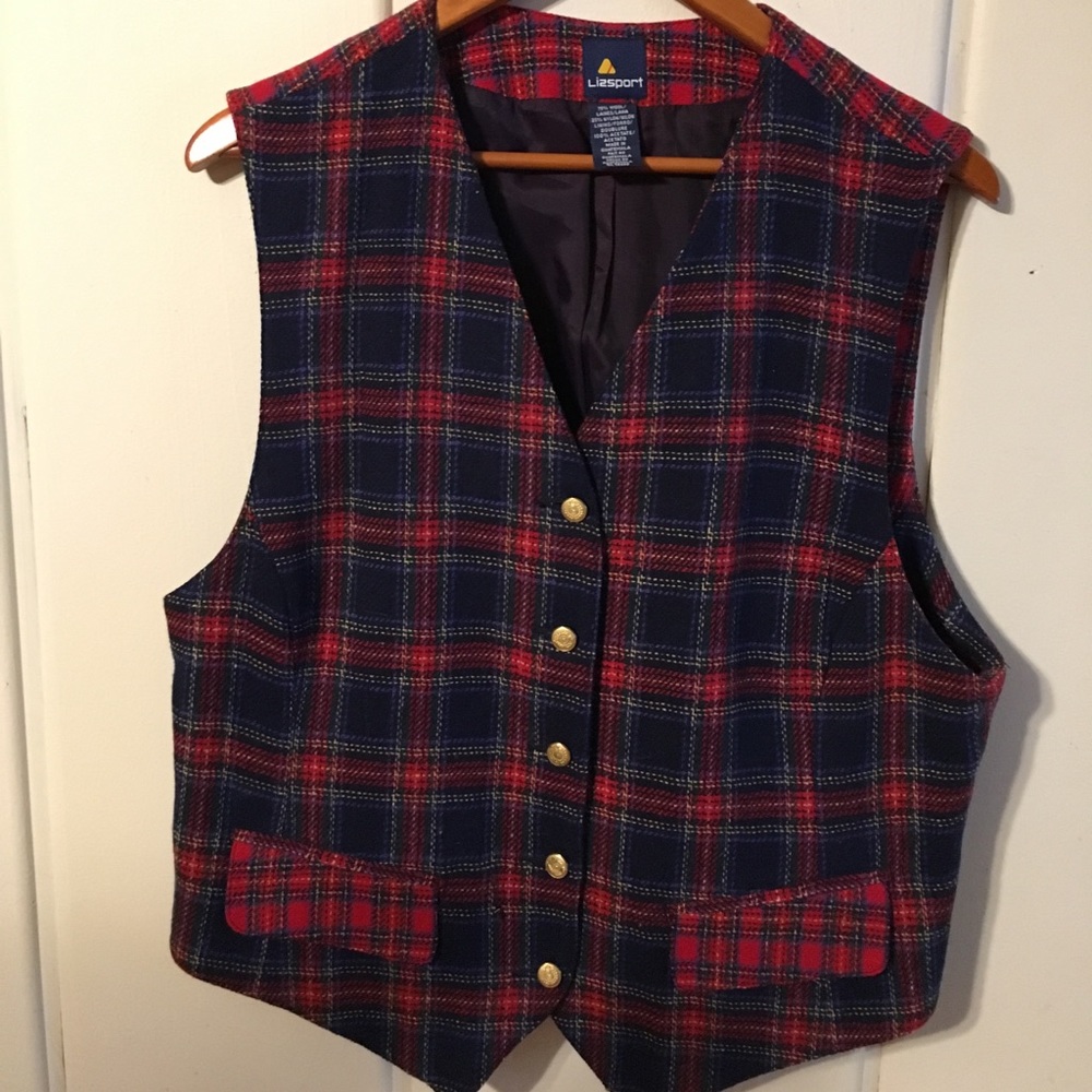 Liz sport Tartan plaid Vintage Vest
